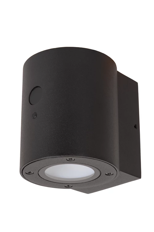 Lucide PERTH - Applique murale- Énergie Solaire - Ø 9 cm - LED Dim. - 1x1W 2850K/3150K - IP65- Détecteur De Mouvement & Jour/Nuit - Noir - éteint